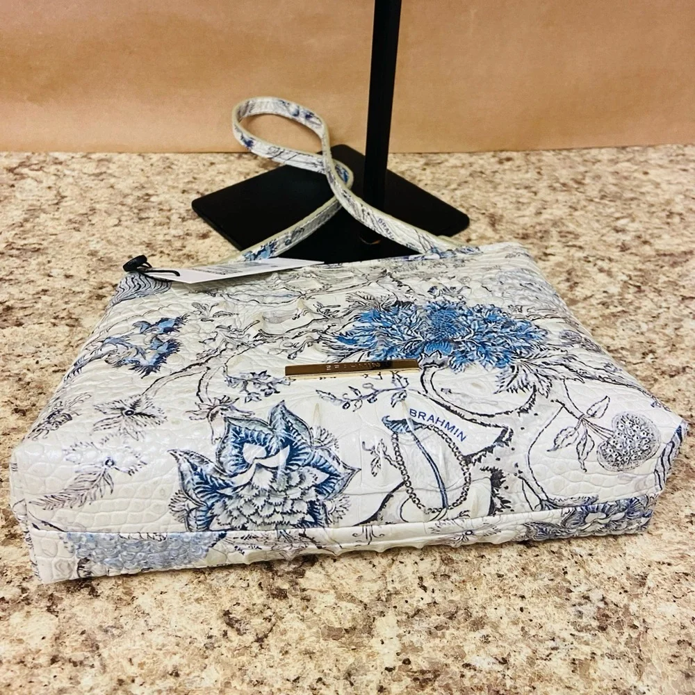 Brahmin Blue Jay Melbourne Lorelei, Blue and Cream Floral Bag - Picture 8 of 13